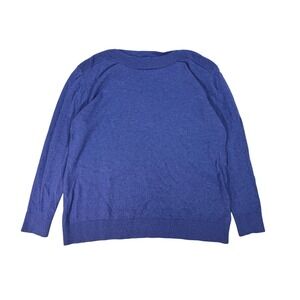 LL Bean Women's SkyBlue Boatneck Pullover Sweater Size Large Cotton Blend